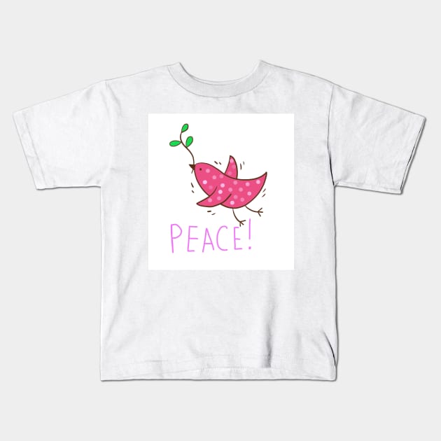 Illustration of dove , red bird . No war Kids T-Shirt by sonaart